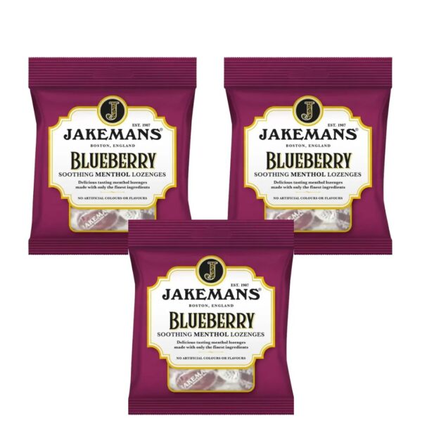 Jakemans Blueberry Menthol 73g Bag x 3 Pack -