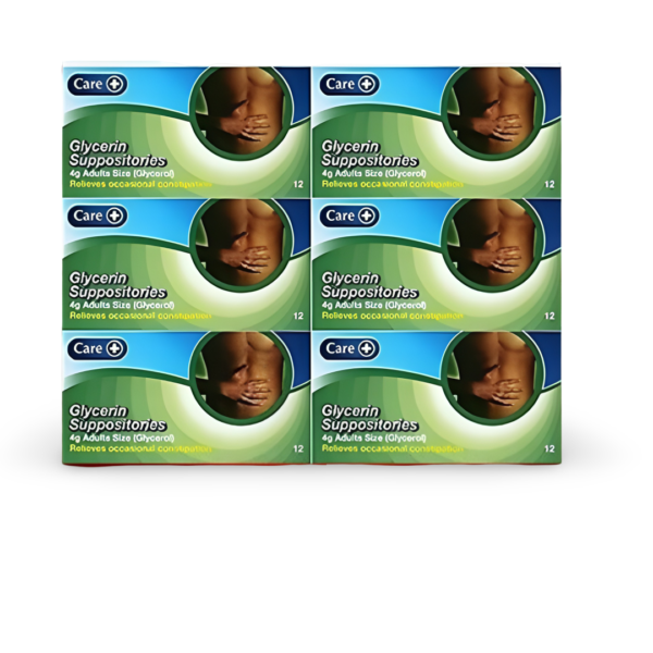 Care Glycerin Suppositories 4g Adult Constipation Relief 6 packs (6x12)