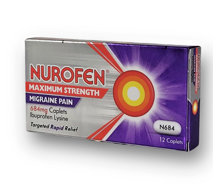 Nurofen Maximum Strength Migraine 684mg X12 Caplets Targeted Rapid 