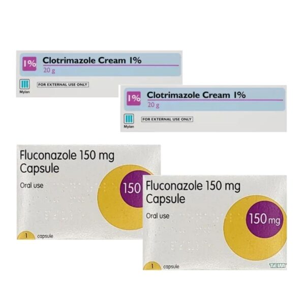 2 x Clotrimazole 20 g & 2 x Fluconazole 150 mg -Thrush Treatment Multipack -