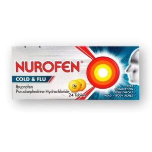 Nurofen Cold & Flu - 24 Tablets-200mg/5mg - Treats Fever/Aches/Pains/Congestion-