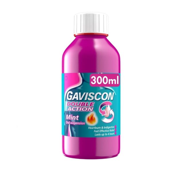 Gaviscon Double Action Liquid Mint – 300ml -Treats Indigestion & Heartburn