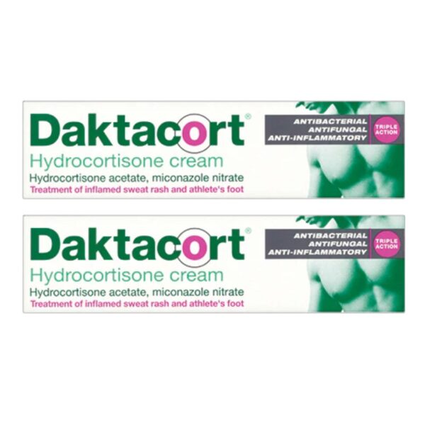 2x Daktacort Hydrocortisone Triple Action Cream 15g UK Pharmacy.