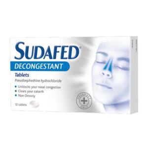 Sudafed Decongestant Tablets 12 - Treats Blocked/Stuffy Nose - Non-Drowsy -