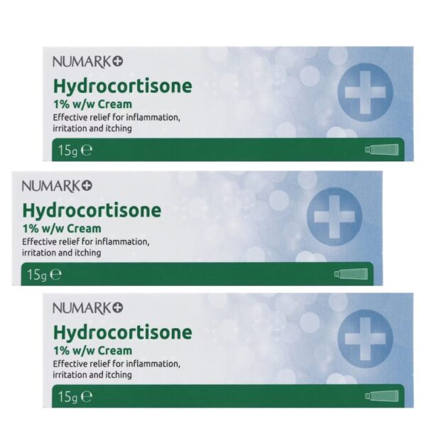 3 x Numark Hydrocortisone Cream 1% 15g - Itching Irritated Skin or Inflammation