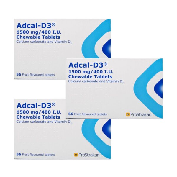 168 Adcal D3 1500mg/400 IU (3 x 56) Chewable Fruity Tablets Calcium + Vitamin D