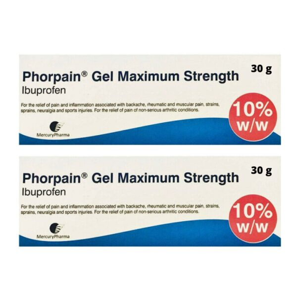 2 x 30g Phorpain 10% Anti Inflammatory Sprains Pain Relief Gel - (2 x 30g)