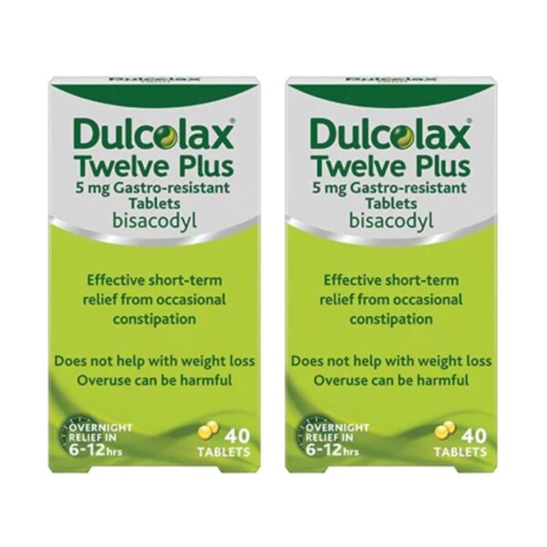 DULCOLAX TWELVE PLUS 5MG GASTRO RESISTANT TABLETS 2 x 40 (80 Tablets)
