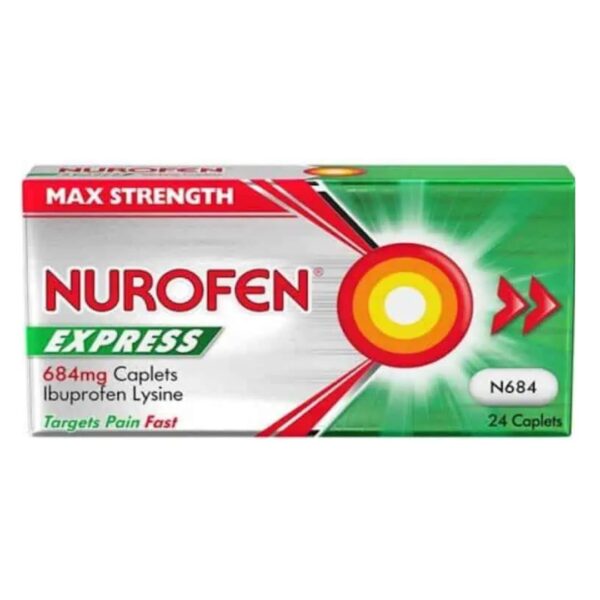 Nurofen Express 684 mg 24 Caplets - Targets Pain Fast -