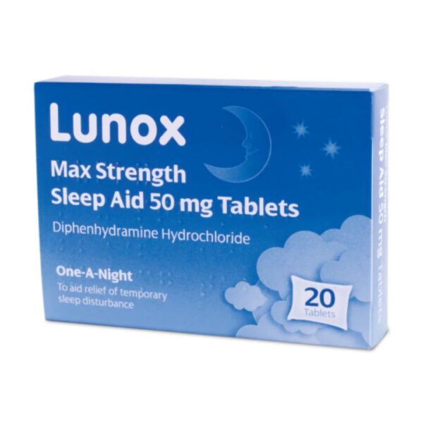 Lunox One a Night Sleep Aid 50mg - Nytol Alternative - 20 Tablets
